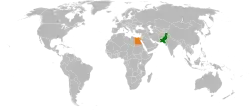 Map indicating locations of Pakistan and Egypt