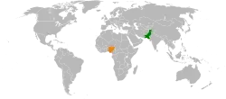 Map indicating locations of Pakistan and Nigeria