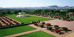 The back garden of the Umaid Bhawan Palace in Jodhpur, India