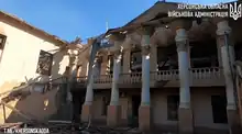 Destroyed palace of culture in Kherson on July 19, 2023