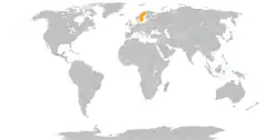 Map indicating locations of Palestine and Sweden