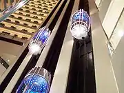 Interior elevators at the Pan Pacific Singapore