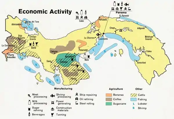 Image 7An economic activity map of Panama, 1981. (from Economy of Panama)