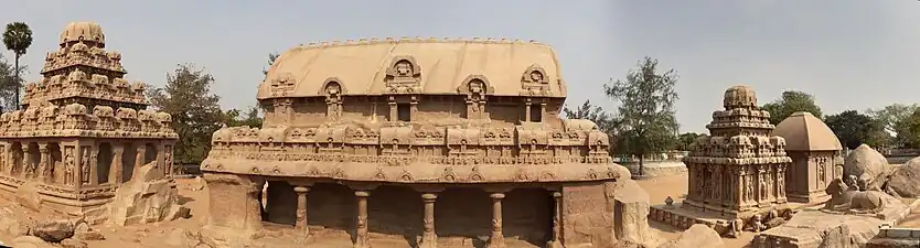 Paranomic view of the Pancha Ratha Temple