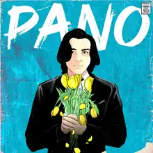 Cover art depicting an illustration of the artist holding a bouquet of yellow tulips