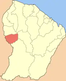 Location of the commune (in red) within French Guiana