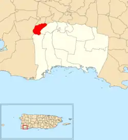 Location of París within the municipality of Lajas shown in red