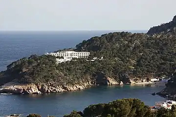 Parador de Aiguablava located in a 1960s building overlooking Aigua Blava bay in Costa Brava.