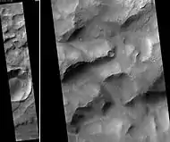 Parana Valles, as seen by HiRISE   Scale bar is 1000 meters long.