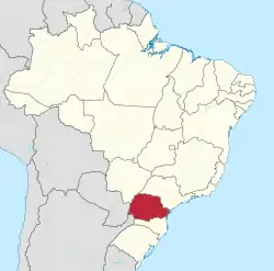 Map of Brazil with Paraná highlighted