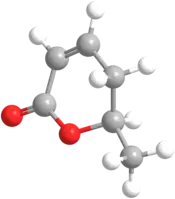 Ball-and-stick model of the parasorbic acid molecule