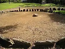 Caguana ceremonial ball court (batey), outlined with stones