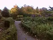 Part of the walled garden; water tower in the background