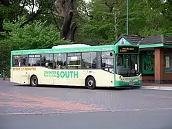 A "park and ride" bus at the bus stop on the western side of the main car park in 2007