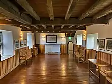 The refurbished Banquet Hall in Parke's Castle. The floors and ceilings were restored with native Irish oak using 17th century carpentry techniques.