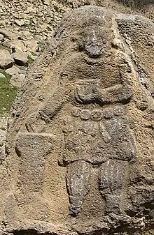 Rock-cut relief of Vologases III at Behistun