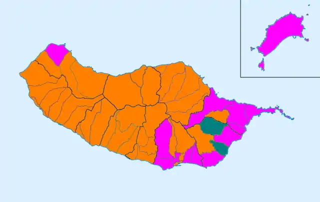 Most voted political force by parish.