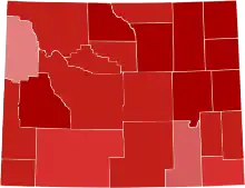 Image 56Party registration by Wyoming county (March 2023):  Republican ≥ 50%  Republican ≥ 60%  Republican ≥ 70%  Republican ≥ 80%  Republican ≥ 90% (from Wyoming)