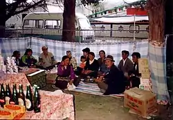 Partying at Sho Dun Festival, Norbulingka, 1993