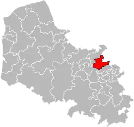 Location of Douvrin within the department