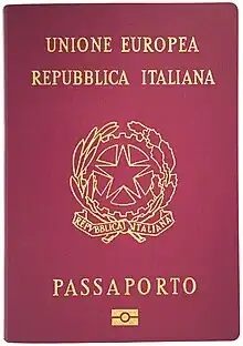 Emblem on an Italian passport