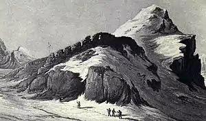 Image 16Painted view of Theodul Pass (3,295 m) around 1800. (from High Alps)