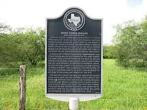 Judge Edwin Waller historical marker is west of Pattison along FM 1458 near Buller Road.