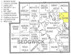 Location of Payne Township in Sedgwick County