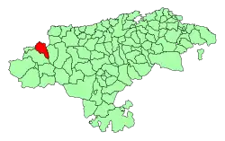 Location of Peñarrubia in Cantabria.