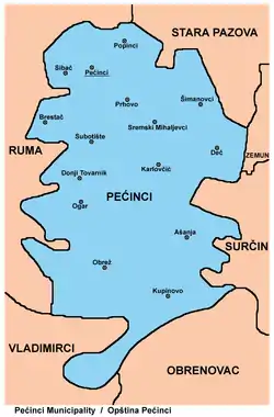 Map of Pećinci municipality