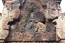 Non-structural decorative lintel at Buddhist Banteay Srei, in Cambodia