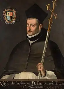 Official Portrait of Don Pedro Moya de Contreras, first secular cleric to be archbishop of Mexico and first cleric to serve as viceroy. Unknown artist.