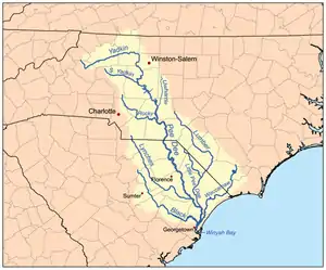 Pee Dee River watershed showing Rocky River