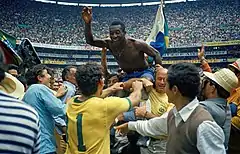 Image 33Pelé celebrating the victory of Brazil in the FIFA World Cup. (from Sport in Brazil)