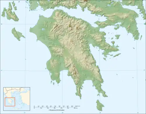 Map showing the location of Apidima Cave