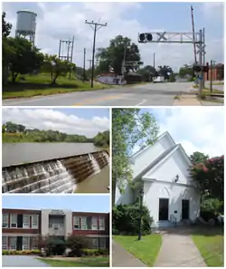 Top, left to right: South Carolina Highway 8, Saluda River, Pelzer Primary School, Pelzer Presbyterian Church