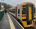 Transport for Wales Class 158 calling at the station in 2022