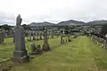 Penicuik Cemetery looking towards the Pentland Hills