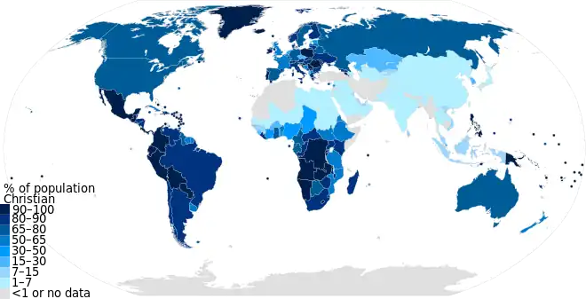 map of worldwide Christianity in 2011