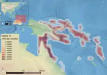 Native range of the Percula clownfish.