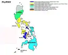 Map showing range of Periparus in The Philippines