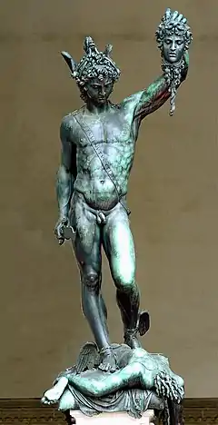 Perseus with the Head of Medusa (1554), by Benvenuto Cellini, Loggia dei Lanzi, Florence.