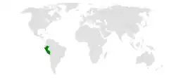 Map indicating locations of Peru and Singapore