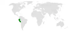 Map indicating locations of Peru and Switzerland