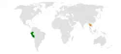 Map indicating locations of Peru and Thailand