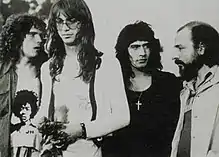 Pescado Rabioso circa 1973. From left to right: Luis Alberto Spinetta, David Lebón, Black Amaya and Carlos Cutaia.