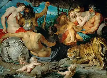 The Four Continents; by Peter Paul Rubens; c.1615; oil on canvas; 209 x 284 cm; Kunsthistorisches Museum (Vienna, Austria)