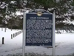 Historical marker in Petersburg commemorating Logan Fontenelle