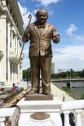 Statue of Petre Prličko on the Art Bridge in Skopje