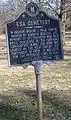 Marker denoting the cemetery at the corner of Maple Avenue and State Hwy. 146